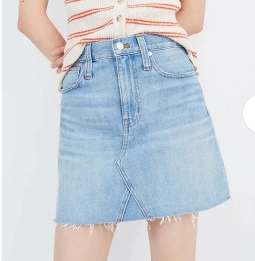 Madewell A‎ Line Rigid Denim Mini Skirt Blue 25